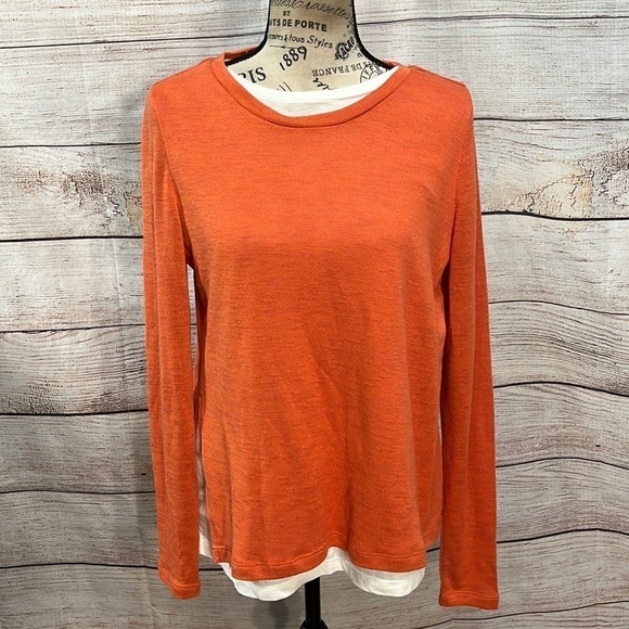 Elliott Lauren Double Layer Knit Top Connected Long Sleeves Crewneck Size XS - Picture 1 of 9